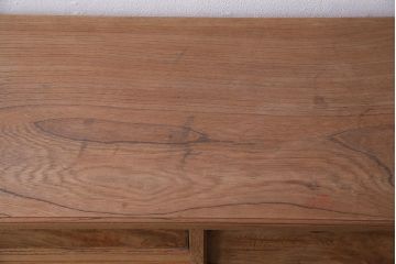 アンティーク家具　大正昭和初期　ストリップド(剥離)　三方ケヤキ材　上手物!黒柿が目を引く凝った造りの茶箪笥(収納棚、戸棚)(R-038434)