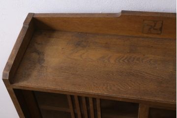 アンティーク家具　和製アンティーク　ナラ材　大正ロマン　上手物!象嵌が目を引く食器棚(収納棚、キャビネット)(R-038438)