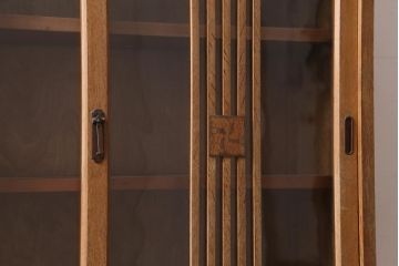 アンティーク家具　和製アンティーク　ナラ材　大正ロマン　上手物!象嵌が目を引く食器棚(収納棚、キャビネット)(R-038438)