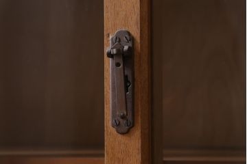 アンティーク家具　和製アンティーク　ナラ材　大正ロマン　上手物!象嵌が目を引く食器棚(収納棚、キャビネット)(R-038438)