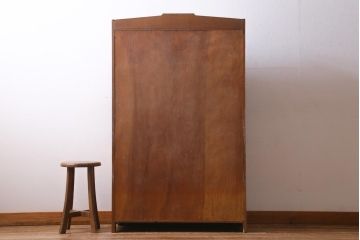 アンティーク家具　和製アンティーク　ナラ材　大正ロマン　上手物!象嵌が目を引く食器棚(収納棚、キャビネット)(R-038438)