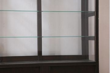 アンティーク家具　和製アンティーク　大正昭和初期　天枠付き!　大正ロマンスタイルにおすすめの薄型ガラスケース(ショーケース、陳列棚)(R-038449)