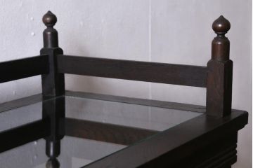 アンティーク家具　和製アンティーク　大正昭和初期　天枠付き!　大正ロマンスタイルにおすすめの薄型ガラスケース(ショーケース、陳列棚)(R-038449)