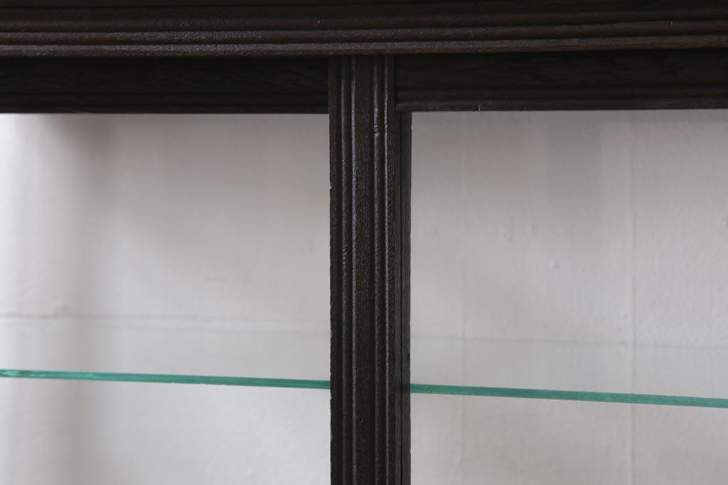 アンティーク家具　和製アンティーク　大正昭和初期　天枠付き!　大正ロマンスタイルにおすすめの薄型ガラスケース(ショーケース、陳列棚)(R-038449)