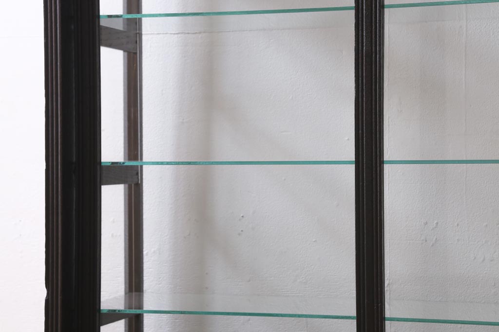 アンティーク家具　和製アンティーク　大正昭和初期　天枠付き!　大正ロマンスタイルにおすすめの薄型ガラスケース(ショーケース、陳列棚)(R-038449)