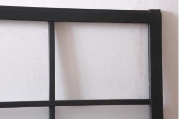 アンティーク建具　和製アンティーク　昭和初期　すりガラス入り　ダークグリーンのペイントがシックな雰囲気のガラス戸2枚セット(引き戸、建具)(R-038450)