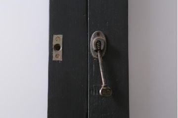 アンティーク建具　和製アンティーク　昭和初期　すりガラス入り　ダークグリーンのペイントがシックな雰囲気のガラス戸2枚セット(引き戸、建具)(R-038450)