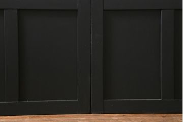 アンティーク建具　和製アンティーク　昭和初期　すりガラス入り　ダークグリーンのペイントがシックな雰囲気のガラス戸2枚セット(引き戸、建具)(R-038450)