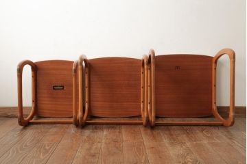 ビンテージ家具　イギリスビンテージ　チーク材　Nathan(ネイサン)社　珍しいデザインのネストテーブル(サイドテーブル)(R-038453)