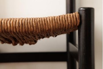 ビンテージ家具　松本民芸家具風　ラッシ座面が優しい雰囲気のダイニングチェア(ラッシチェア、椅子)(R-038454)