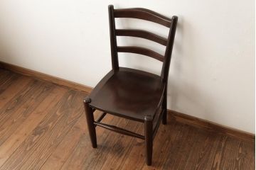 中古　松本民芸家具　シンプルなデザインが魅力的なラダーバックチェア(ダイニングチェア、椅子)(R-038455)