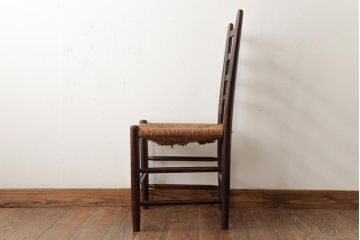 中古　松本民芸家具　#63型　ラダーバックのラッシチェア(ダイニングチェア、椅子)(定価約11万円)(R-038456)