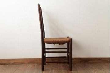 中古　松本民芸家具　#63型　ラダーバックのラッシチェア(ダイニングチェア、椅子)(定価約11万円)(R-038456)