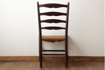 中古　松本民芸家具　#63型　ラダーバックのラッシチェア(ダイニングチェア、椅子)(定価約11万円)(R-038456)