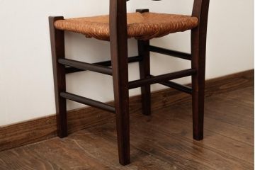 中古　松本民芸家具　#63型　ラダーバックのラッシチェア(ダイニングチェア、椅子)(定価約11万円)(R-038457)