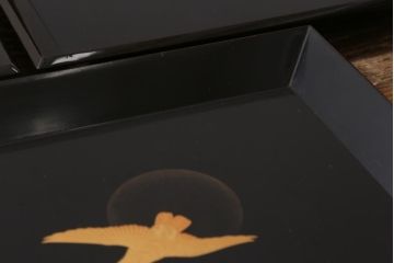 和製アンティーク　アンティーク雑貨　和の風情漂う蒔絵木製お盆5枚セット(お膳、トレー)(R-038466)