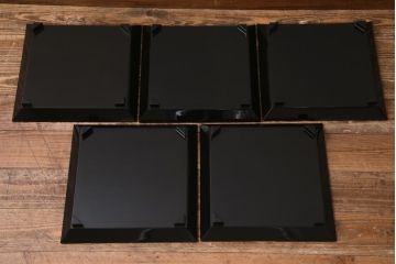 和製アンティーク　アンティーク雑貨　和の風情漂う蒔絵木製お盆5枚セット(お膳、トレー)(R-038466)