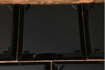 和製アンティーク　アンティーク雑貨　和の風情漂う蒔絵木製お盆5枚セット(お膳、トレー)(R-038466)