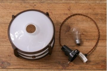 アンティーク照明　昭和初期　和モダンで味わい深い吊り下げ照明(電笠、天井照明)(R-038470)