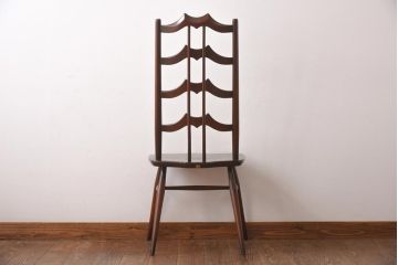ヴィンテージ家具　イギリスビンテージ　ERCOL(アーコール)　希少!洗練された佇まいのラダーバックチェア(ダイニングチェア、椅子)(R-038471)