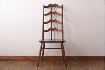 ヴィンテージ家具　イギリスビンテージ　ERCOL(アーコール)　希少!洗練された佇まいのラダーバックチェア(ダイニングチェア、椅子)(R-038472)