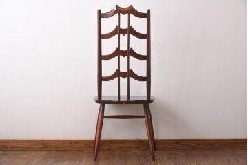 ヴィンテージ家具　イギリスビンテージ　ERCOL(アーコール)　希少!洗練された佇まいのラダーバックチェア(ダイニングチェア、椅子)(R-038472)