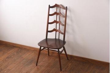 ヴィンテージ家具　イギリスビンテージ　ERCOL(アーコール)　希少!洗練された佇まいのラダーバックチェア(ダイニングチェア、椅子)(R-038473)