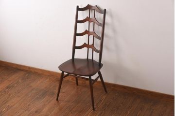 ヴィンテージ家具　イギリスビンテージ　ERCOL(アーコール)　希少!洗練された佇まいのラダーバックチェア(ダイニングチェア、椅子)(R-038474)