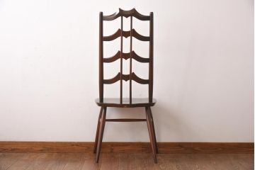 ヴィンテージ家具　イギリスビンテージ　ERCOL(アーコール)　希少!洗練された佇まいのラダーバックチェア(ダイニングチェア、椅子)(R-038474)