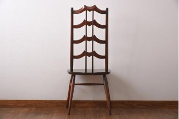 ヴィンテージ家具　イギリスビンテージ　ERCOL(アーコール)　希少!洗練された佇まいのラダーバックチェア(ダイニングチェア、椅子)(R-038475)
