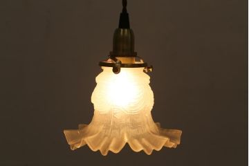 フランスアンティーク　フリルやドレープのデザインが可愛らしいペンダントライト(天井照明)(R-038476)