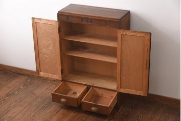 アンティーク家具　和製アンティーク　昭和レトロ　独特の木目が楽しめる古い本箱(収納棚、ブックケース)(R-038482)