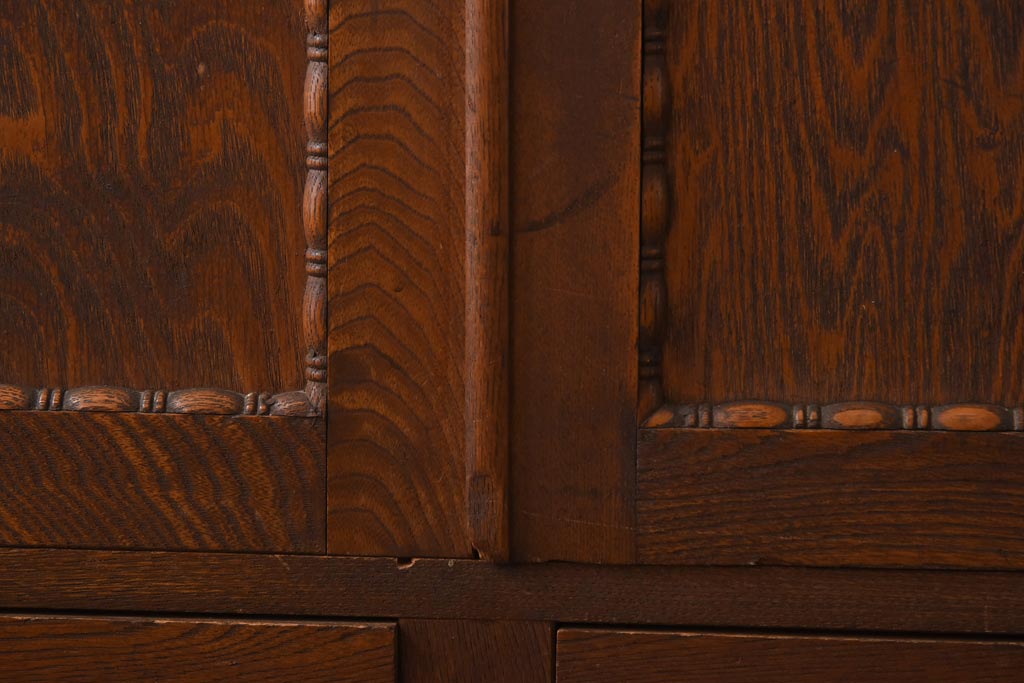 アンティーク家具　和製アンティーク　昭和レトロ　独特の木目が楽しめる古い本箱(収納棚、ブックケース)(R-038482)