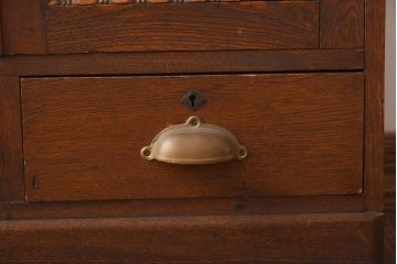 アンティーク家具　和製アンティーク　昭和レトロ　独特の木目が楽しめる古い本箱(収納棚、ブックケース)(R-038482)