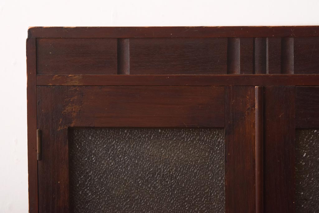 アンティーク家具　和製アンティーク　ダイヤガラス　レトロな雰囲気が味のある古い本箱(収納棚、ブックケース)(R-038483)