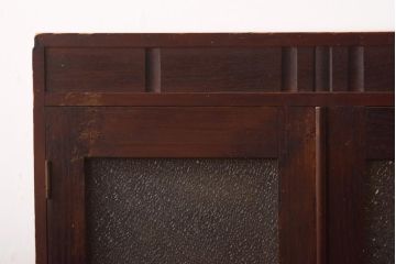 アンティーク家具　和製アンティーク　ダイヤガラス　レトロな雰囲気が味のある古い本箱(収納棚、ブックケース)(R-038483)