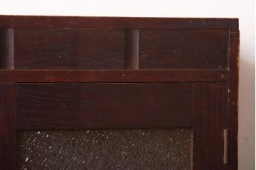 アンティーク家具　和製アンティーク　ダイヤガラス　レトロな雰囲気が味のある古い本箱(収納棚、ブックケース)(R-038483)