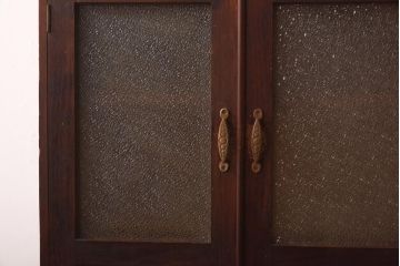 アンティーク家具　和製アンティーク　ダイヤガラス　レトロな雰囲気が味のある古い本箱(収納棚、ブックケース)(R-038483)