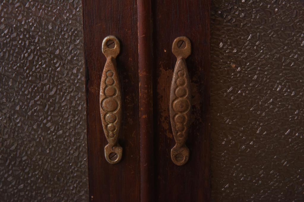 アンティーク家具　和製アンティーク　ダイヤガラス　レトロな雰囲気が味のある古い本箱(収納棚、ブックケース)(R-038483)