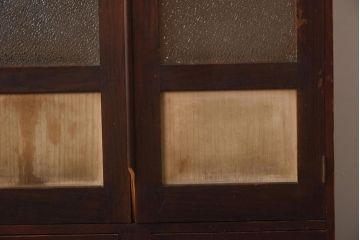 アンティーク家具　和製アンティーク　ダイヤガラス　レトロな雰囲気が味のある古い本箱(収納棚、ブックケース)(R-038483)