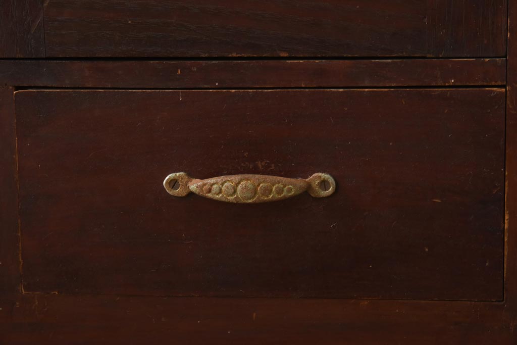 アンティーク家具　和製アンティーク　ダイヤガラス　レトロな雰囲気が味のある古い本箱(収納棚、ブックケース)(R-038483)