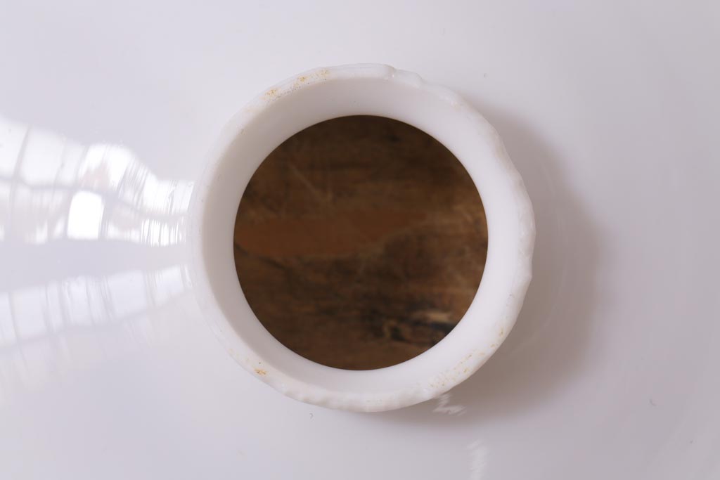 アンティーク照明　戦前　昭和レトロ　昔なつかしい平笠シェードのペンダントライト(天井照明、吊り下げ照明)(R-038485)