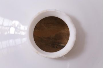 アンティーク照明　戦前　昭和レトロ　昔なつかしい平笠シェードのペンダントライト(天井照明、吊り下げ照明)(R-038485)