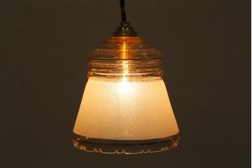 アンティーク照明　フランスアンティーク　柔らかなピンク色のペンダントライト(天井照明、吊り下げ照明)(R-038504)