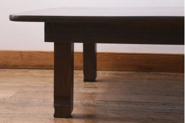 アンティーク家具　大正昭和初期　総ケヤキ材　天板一枚板　高級感漂う大振りの角ちゃぶ台(座卓、ローテーブル)(R-038516)