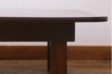アンティーク家具　大正昭和初期　総ケヤキ材　天板一枚板　高級感漂う大振りの角ちゃぶ台(座卓、ローテーブル)(R-038516)