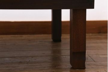 アンティーク家具　大正昭和初期　総ケヤキ材　天板一枚板　高級感漂う大振りの角ちゃぶ台(座卓、ローテーブル)(R-038516)