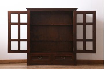 中古　松本民芸家具　洋の雰囲気を感じるA型面取書棚(ブックケース、本箱、キャビネット)(定価約44万7000円)(R-038528)