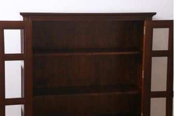 中古　松本民芸家具　洋の雰囲気を感じるA型面取書棚(ブックケース、本箱、キャビネット)(定価約44万7000円)(R-038528)