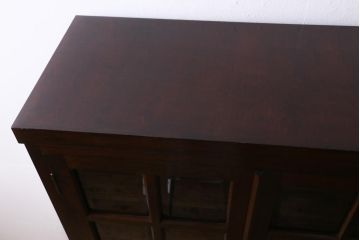 中古　松本民芸家具　シックな佇まいが魅力のG-1型面取り食器棚(収納棚、カップボード)(R-038531)